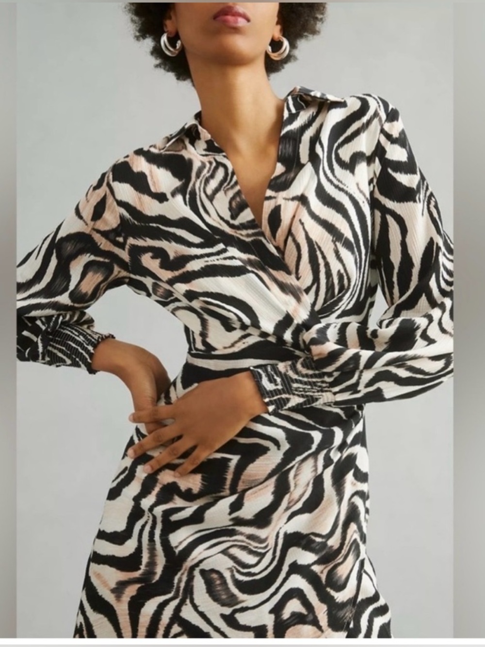 Anthropologie Black and White Zebra Print Blouse